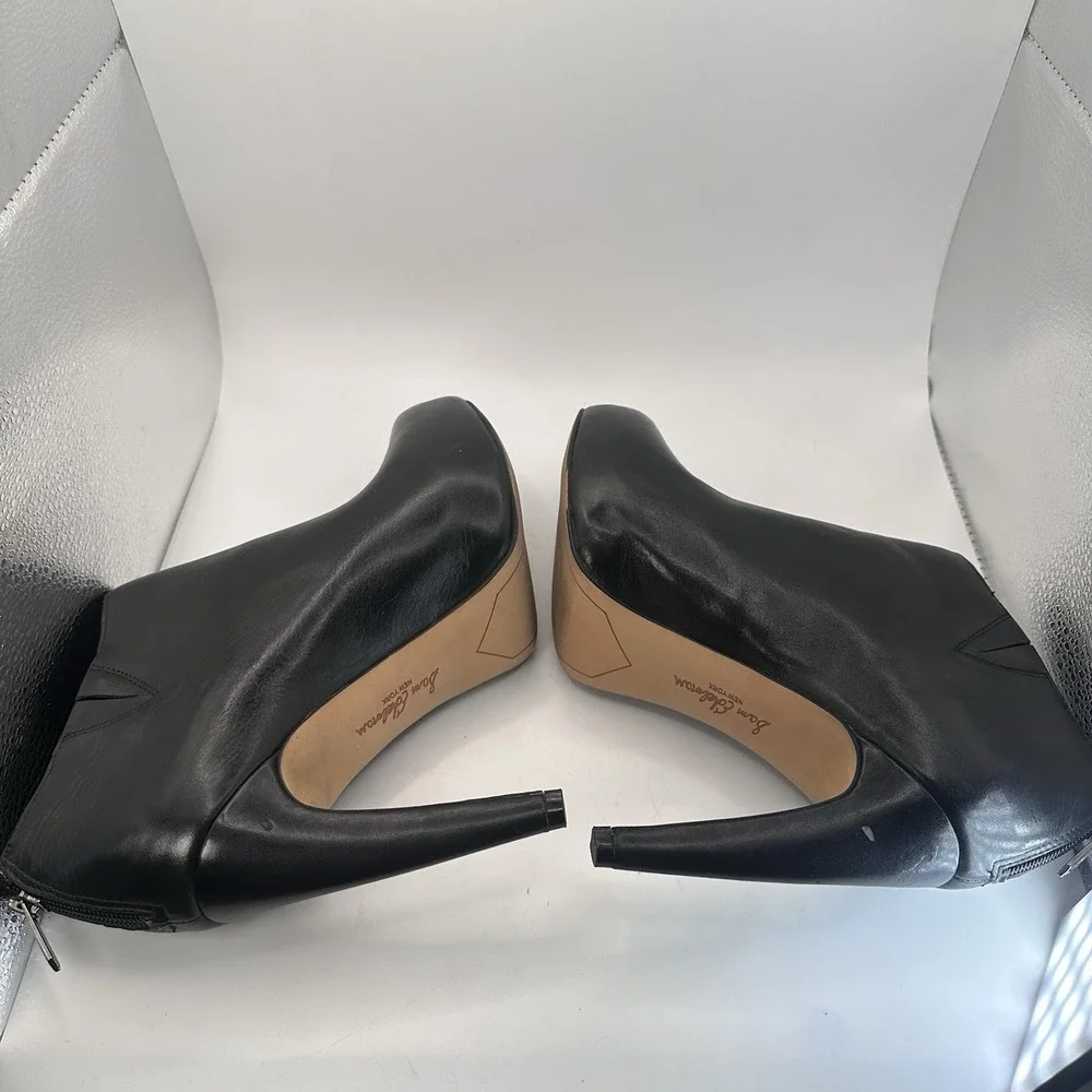 Sam Edelman Keaton‎ Women's Black Leather Zip Heel Booties Size 9.5 Sexy $139